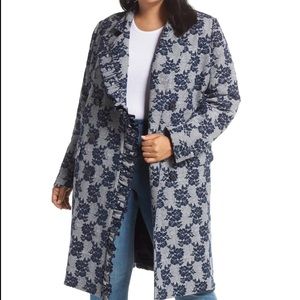 Halogen Ruffle Jacquard Coat